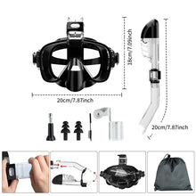 Load image into Gallery viewer, Diving Masks Foldable Anti-Fog Snorkel Mask Set with Full Dry Top System for Free Swim Professional Snorkeling Gear Adults Kids