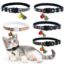 Load image into Gallery viewer, Adjustable Pet Cat Collar Jacquard Check Bell Collar Kitten Necklace Pet Collars for Small Dog Necklace