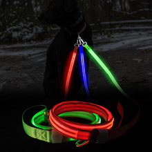 Load image into Gallery viewer, LED Dog Leash Luminous Rope Lead Leash For Dog Safety Flashing Glowing Dog Collar Harness Electronic Pet Accessories