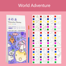 Load image into Gallery viewer, Portable Watercolor Painting Book 12 Sheets Coloring Book With Paint Brush Gouache Book Kids Graffiti Picture Drawing Stationery