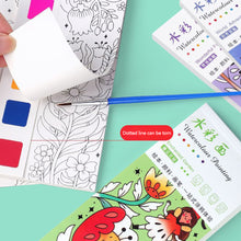 Load image into Gallery viewer, Portable Watercolor Painting Book 12 Sheets Coloring Book With Paint Brush Gouache Book Kids Graffiti Picture Drawing Stationery