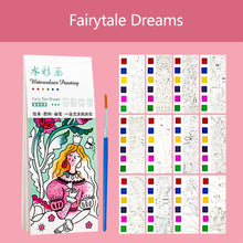 Load image into Gallery viewer, Portable Watercolor Painting Book 12 Sheets Coloring Book With Paint Brush Gouache Book Kids Graffiti Picture Drawing Stationery