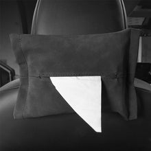 Load image into Gallery viewer, Suede Leather Car Seat Back Tissue Box Auto Armrest Box Sun Visor Hanging Tissue Box Holder Paper Towel Organizer