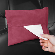Load image into Gallery viewer, Suede Leather Car Seat Back Tissue Box Auto Armrest Box Sun Visor Hanging Tissue Box Holder Paper Towel Organizer