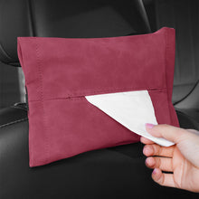 Load image into Gallery viewer, Suede Leather Car Seat Back Tissue Box Auto Armrest Box Sun Visor Hanging Tissue Box Holder Paper Towel Organizer