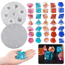 Load image into Gallery viewer, Dice Molds for Resin 7 Shapes Dice Resin Mold Silicone Integrated Polyhedral Dice Silicone Molds for Making Dice Set