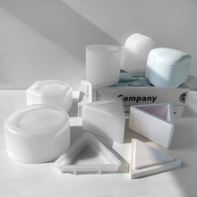 Load image into Gallery viewer, Round Candle Jar Concrete Mold DIY Handmade Fragrance Candle Wax Storage Box Cement Plaster Silicone Molds Home Craft Decoration