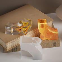 Load image into Gallery viewer, L-Shape Candle Holder Silicone Mold Crystal Mirror Epoxy Resin Mould DIY Cement Gypsum Arched Mould Candlestick Home Decor