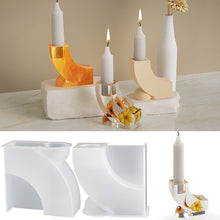 Load image into Gallery viewer, L-Shape Candle Holder Silicone Mold Crystal Mirror Epoxy Resin Mould DIY Cement Gypsum Arched Mould Candlestick Home Decor