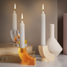 Load image into Gallery viewer, L-Shape Candle Holder Silicone Mold Crystal Mirror Epoxy Resin Mould DIY Cement Gypsum Arched Mould Candlestick Home Decor