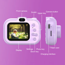 Load image into Gallery viewer, 1080P Kids Dual Lens Digital Camera 2.0 Inch IPS Screen 180° Rotatable Lens with Neck Strap Tripod Birthday Christmas Gift