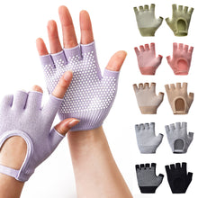 Load image into Gallery viewer, 1Pair Women's Half-Finger Bare Back Yoga Gloves Non-Slip Breathable Fitness Cycling Pilates Cotton Gloves