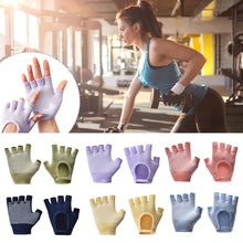 Load image into Gallery viewer, 1Pair Women's Half-Finger Bare Back Yoga Gloves Non-Slip Breathable Fitness Cycling Pilates Cotton Gloves