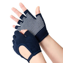 Load image into Gallery viewer, 1Pair Women's Half-Finger Bare Back Yoga Gloves Non-Slip Breathable Fitness Cycling Pilates Cotton Gloves