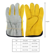 Load image into Gallery viewer, 1Pair Leather Working Glove Stretchable Wrist Tough Cowhide Work Glove Resistant Knit Wrist Canvas Backing Safety Supplies