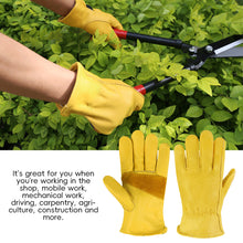 Load image into Gallery viewer, 1Pair Leather Work Gloves For Men Yellow Cowhide Heavy Duty Safety Protective Driver Working Welding Mechanic Gloves