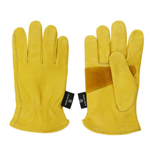 Load image into Gallery viewer, 1Pair Leather Work Gloves For Men Yellow Cowhide Heavy Duty Safety Protective Driver Working Welding Mechanic Gloves