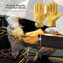 Load image into Gallery viewer, Work Gloves Soft Sheepskin Leather Driver Hunting Driving Farm Garden Welding Security Protection Safety Mechanic Glove