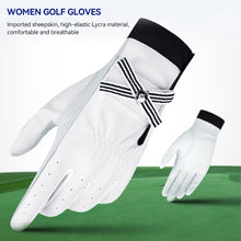 Load image into Gallery viewer, 1Pair Bow Golf Gloves For Women With Removable Mark Sheepskin Self-Adhesive Cloth Non-Slip Sports Full Finger Gloves