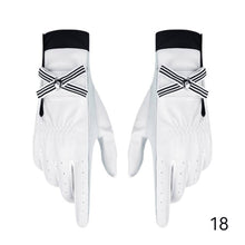 Load image into Gallery viewer, 1Pair Bow Golf Gloves For Women With Removable Mark Sheepskin Self-Adhesive Cloth Non-Slip Sports Full Finger Gloves