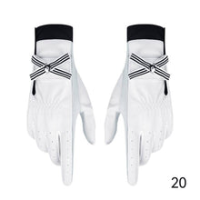 Load image into Gallery viewer, 1Pair Bow Golf Gloves For Women With Removable Mark Sheepskin Self-Adhesive Cloth Non-Slip Sports Full Finger Gloves