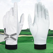 Load image into Gallery viewer, 1Pair Bow Golf Gloves For Women With Removable Mark Sheepskin Self-Adhesive Cloth Non-Slip Sports Full Finger Gloves