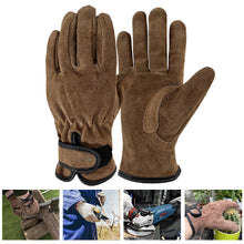 Load image into Gallery viewer, 1 Pair Outdoor Cowhide Protective Gloves Camping Welding Gardening Picking Heavy Lifting Fireproof Anti-Slip Wear Labor Protective Gloves