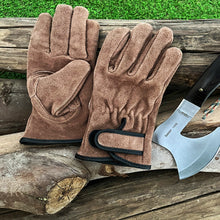 Load image into Gallery viewer, 1 Pair Outdoor Cowhide Protective Gloves Camping Welding Gardening Picking Heavy Lifting Fireproof Anti-Slip Wear Labor Protective Gloves