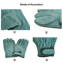 Load image into Gallery viewer, 1 Pair Cowhide Protective Gloves Outdoor Wear Resistant Heat Insulation Stab-Proof Protective Gloves For Welding Grinding Horticultural Picking Construction Handling