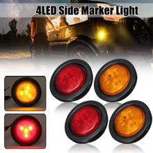 Load image into Gallery viewer, 1Pc 4LED Truck Side Lights Trailer Clearance Marker Lights LED Marker Lights Warning Round Rear Light 10-30V
