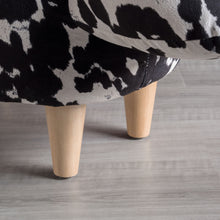 Load image into Gallery viewer, Black and White Velvet Cow-Shaped Ottoman, Cute Wood Foot Stool Shoes Changing Seat with Cushioned for Adult Living Room, Bedroom, Nursery Gameroom, Playroom, Porch Furniture