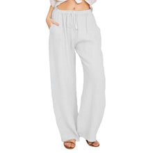 Load image into Gallery viewer, Fashion Full Length Casual Pants for Women Cotton Linen Wide Leg Pants Solid Summer Pants Female Loose High Waist Straight Trous