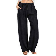 Load image into Gallery viewer, Fashion Full Length Casual Pants for Women Cotton Linen Wide Leg Pants Solid Summer Pants Female Loose High Waist Straight Trous