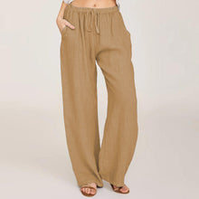Load image into Gallery viewer, Fashion Full Length Casual Pants for Women Cotton Linen Wide Leg Pants Solid Summer Pants Female Loose High Waist Straight Trous