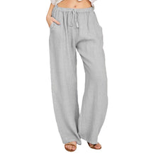 Load image into Gallery viewer, Fashion Full Length Casual Pants for Women Cotton Linen Wide Leg Pants Solid Summer Pants Female Loose High Waist Straight Trous