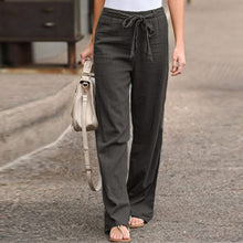 Load image into Gallery viewer, Fashion Full Length Casual Pants for Women Cotton Linen Wide Leg Pants Solid Summer Pants Female Loose High Waist Straight Trous