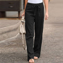 Load image into Gallery viewer, Fashion Full Length Casual Pants for Women Cotton Linen Wide Leg Pants Solid Summer Pants Female Loose High Waist Straight Trous
