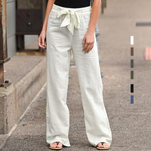Load image into Gallery viewer, Fashion Full Length Casual Pants for Women Cotton Linen Wide Leg Pants Solid Summer Pants Female Loose High Waist Straight Trous