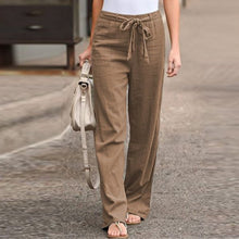 Load image into Gallery viewer, Fashion Full Length Casual Pants for Women Cotton Linen Wide Leg Pants Solid Summer Pants Female Loose High Waist Straight Trous