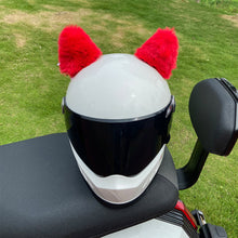 Load image into Gallery viewer, 2Pcs Plush Motorcycle Helmet Cat Ears Decoration Stickers Motocross Helmet Full Face Off Road Helmet Decor