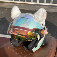 Load image into Gallery viewer, 2Pcs Plush Motorcycle Helmet Cat Ears Decoration Stickers Motocross Helmet Full Face Off Road Helmet Decor