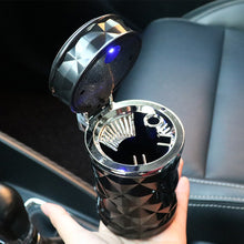 Load image into Gallery viewer, Universal Aluminum Alloy Car Ashtray With LED Light Ash Tray Cup Smokeless Portable Auto Ashtray Flame Retardant Car Accessories