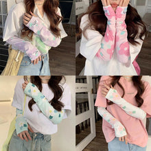 Load image into Gallery viewer, 1Pair Women Summer Ice Arm Sleeves Flower Pattern Sun Protection Sleeves Car Driving Cyclicing Arm Covers Outdoor Sunscreen Loose Ice Silk Sleeve