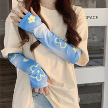 Load image into Gallery viewer, 1Pair Women Summer Ice Arm Sleeves Flower Pattern Sun Protection Sleeves Car Driving Cyclicing Arm Covers Outdoor Sunscreen Loose Ice Silk Sleeve