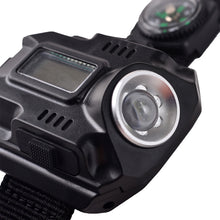 Load image into Gallery viewer, Multifunctional Outdoor Emergency Watch Light With Compass Camping Hike Rechargeable Wrist Light LED Glare Flashlight