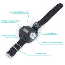 Load image into Gallery viewer, Multifunctional Outdoor Emergency Watch Light With Compass Camping Hike Rechargeable Wrist Light LED Glare Flashlight