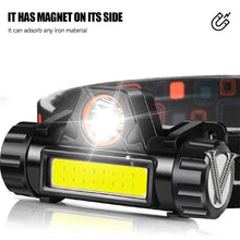 Load image into Gallery viewer, Outdoor Dual Light Source Strong Mini Headlight USB Charging LED Magnetic Working Light For Night Fishing Riding Camping Hiking