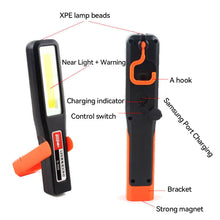Load image into Gallery viewer, Portable LED Work Light With Magnet And Hook USB Rechargeable Flashlight For Car Repair Outdoor Camping