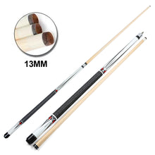 Load image into Gallery viewer, 1PC 147CM Weighted 1/2 Split Cue 13MM Big Head Chinese Black Eight Snooker Maple Birch Cue Stick Billiard Supplies