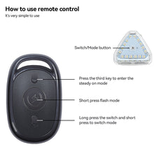 Load image into Gallery viewer, 7 Colors Car Motorcycle Wireless Remote Control Strobe Light LED Warning Lamp Triangle Navigation Lights